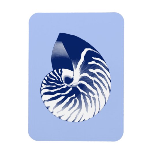 Nautilus Muschel - Marine, weiß & hellblau Magnet (Vertikal)