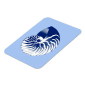 Nautilus Muschel - Marine, weiß & hellblau Magnet (Linke Seite)