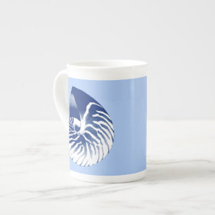 Nautilus Muschel - Marine, weiß & hellblau Porzellantasse