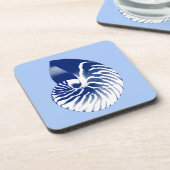 Nautilus Muschel - Marine, weiß & hellblau Untersetzer (Linke Seite)