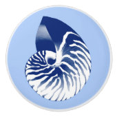Nautilus-Muschel - Marine, weiß u. hellblau Keramikknauf (Vorderseite)