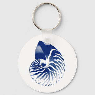 Nautilus-Muschel - Marineblau und -WEISS Schlüsselanhänger
