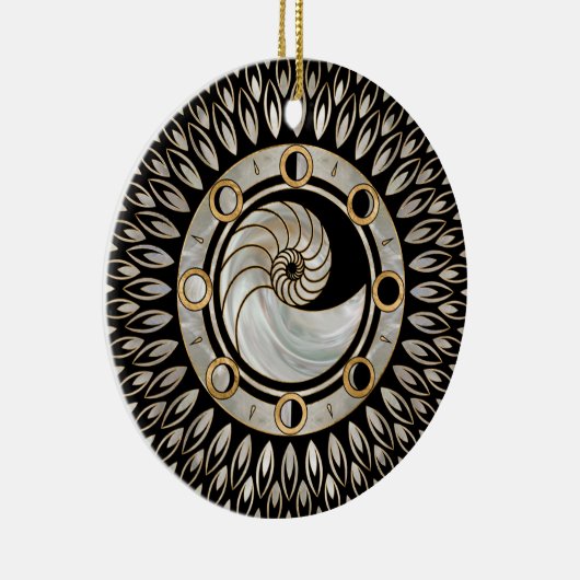 Nautilus-Muschel - Mondphasen Keramik Ornament (Rechts)