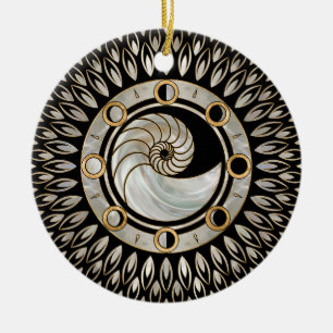 Nautilus-Muschel - Mondphasen Keramik Ornament