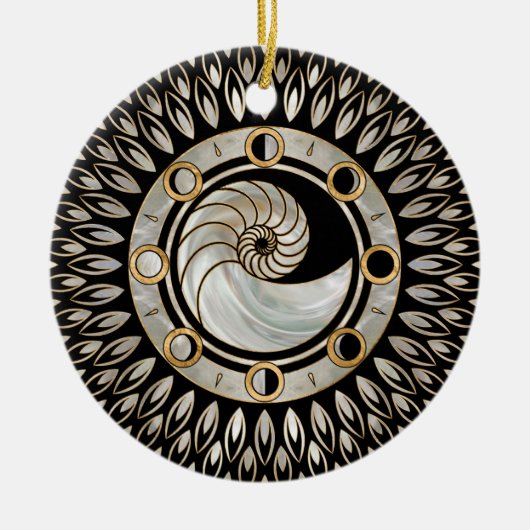 Nautilus-Muschel - Mondphasen Keramik Ornament (Vorne)