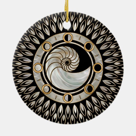 Nautilus-Muschel - Mondphasen Keramik Ornament (Hinten)