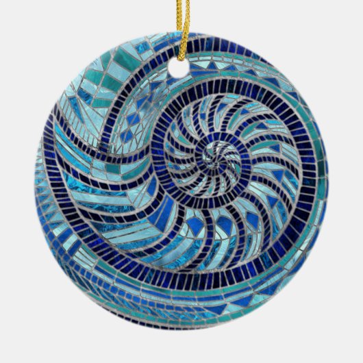 Nautilus-Muschel-Mosaikkunst Keramik Ornament (Vorne)