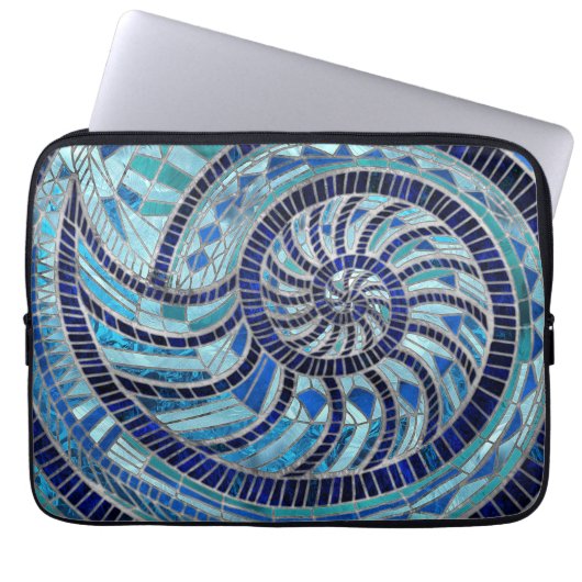 Nautilus-Muschel-Mosaikkunst Laptopschutzhülle (Vorderseite)