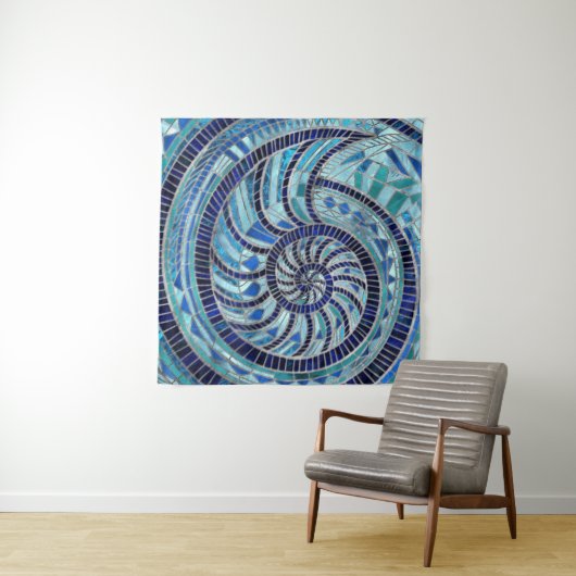 Nautilus-Muschel-Mosaikkunst Wandteppich (Beispiel (Horizontal))