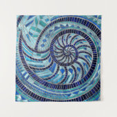 Nautilus-Muschel-Mosaikkunst Wandteppich (Vorderseite)