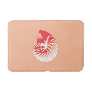 Nautilus-Muschel - orange und weiß Badematte