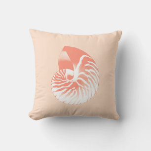 Nautilus-Muschel - orange und weiß Kissen