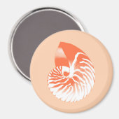 Nautilus-Muschel - orange und weiß Magnet (Vorderseite/Rückseite)