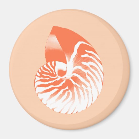 Nautilus-Muschel - orange und weiß Magnet (Vorne)
