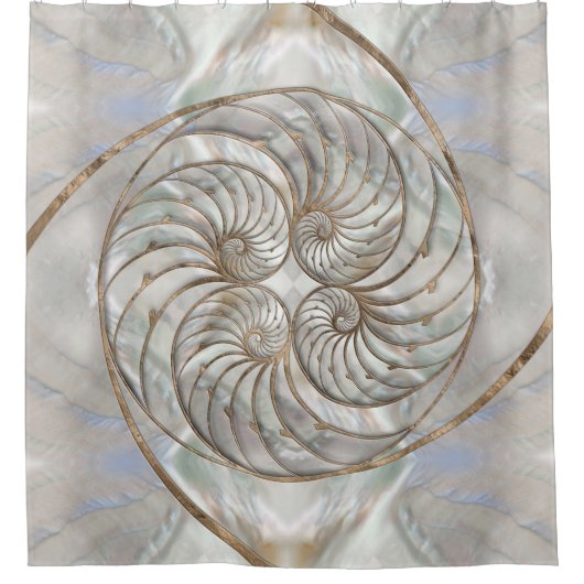 Nautilus-Muschel - Perlmutter und Goldmedaille Duschvorhang (Vorderseite)