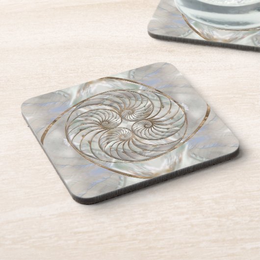 Nautilus-Muschel - Perlmutter und Goldmedaille Getränkeuntersetzer (Linke Seite)