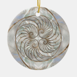 Nautilus-Muschel - Perlmutter und Goldmedaille Keramik Ornament