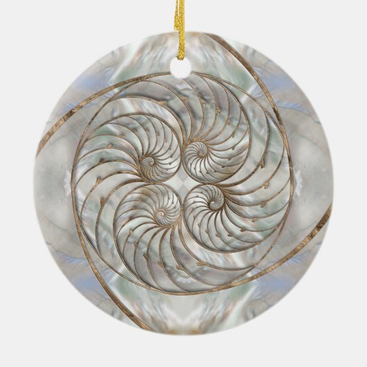 Nautilus-Muschel - Perlmutter und Goldmedaille Keramik Ornament (Hinten)