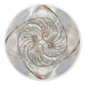 Nautilus-Muschel - Perlmutter und Goldmedaille Keramikknauf (Vorderseite)