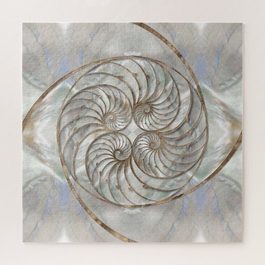Nautilus-Muschel - Perlmutter und Goldmedaille Puzzle (Horizontal)