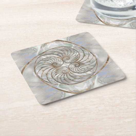 Nautilus-Muschel - Perlmutter und Goldmedaille Rechteckiger Pappuntersetzer (angewinkelt)