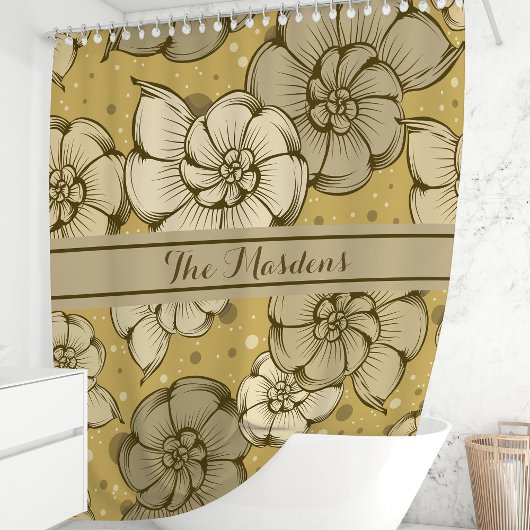 Nautilus Muschel Polka Dot Monogramm Duschvorhang