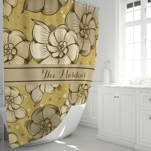 Nautilus Muschel Polka Dot Monogramm Duschvorhang