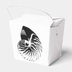 Nautilus-Muschel - schwarz, grau und weiß Geschenkschachtel