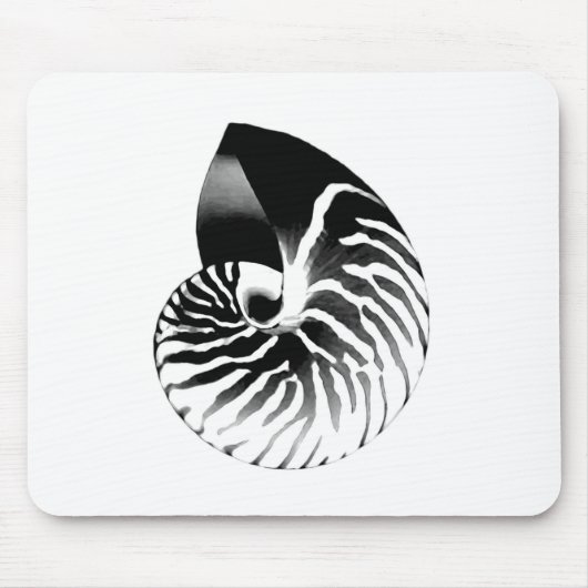Nautilus-Muschel - schwarz, grau und weiß Mousepad (Vorne)