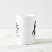 Nautilus-Muschel - schwarz, grau und weiß Porzellantasse (Vorderseite)