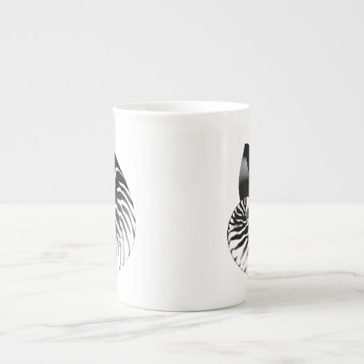 Nautilus-Muschel - schwarz, grau und weiß Porzellantasse (Vorderseite)