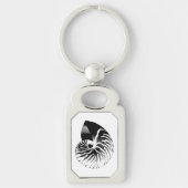 Nautilus-Muschel - schwarz, grau und weiß Schlüsselanhänger (Vorderseite)