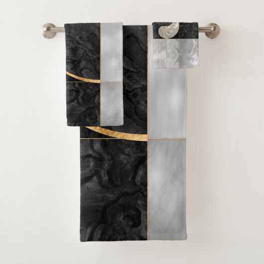 Nautilus Muschel - Schwarzer Abalone und Perle Badhandtuch Set (Insitu)