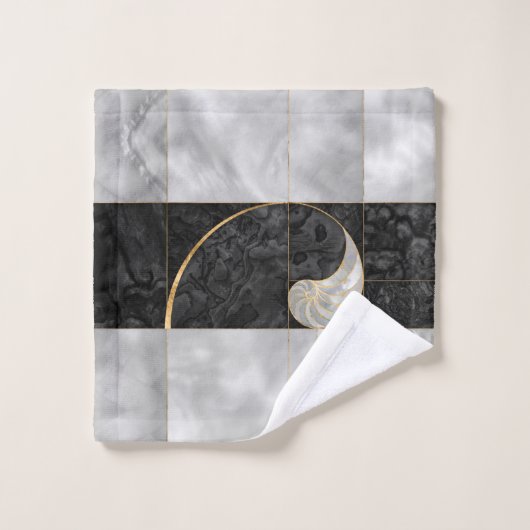 Nautilus Muschel - Schwarzer Abalone und Perle Badhandtuch Set (Waschlappen)