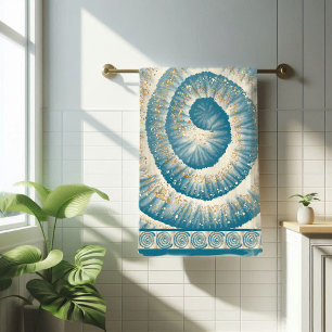 Nautilus Muschel Spirale Form Aquamarin Badehandtuch