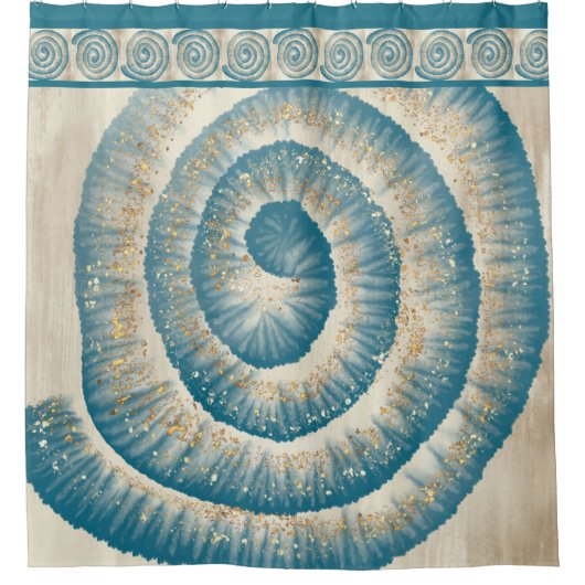 Nautilus Muschel Spirale Form Aquamarin Duschvorhang (Vorderseite)