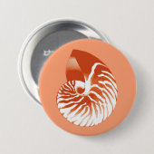 Nautilus-Muschel - Terrakotta und Weiß Button (Vorne & Hinten)