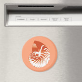 Nautilus-Muschel - Terrakotta und Weiß Magnet (In Situ (Geschirrspüler))