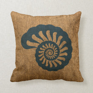 Nautilus-Muschel-tiefes Seeblau Kissen