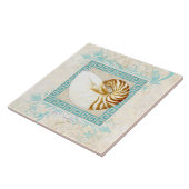 Nautilus Muschel Wasserfarbe Griechischer Schlüsse Fliese (Seite)