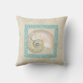 Nautilus Muschel Wasserfarbe Griechischer Schlüsse Kissen (Rückseite)