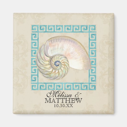Nautilus Muschel Wasserfarbe Griechischer Schlüsse Magnet (Vorne)