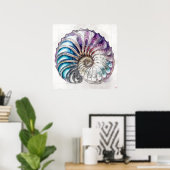 Nautilus Muschel Zeichnend - Kunstdruckerei Poster (Heimbüro)