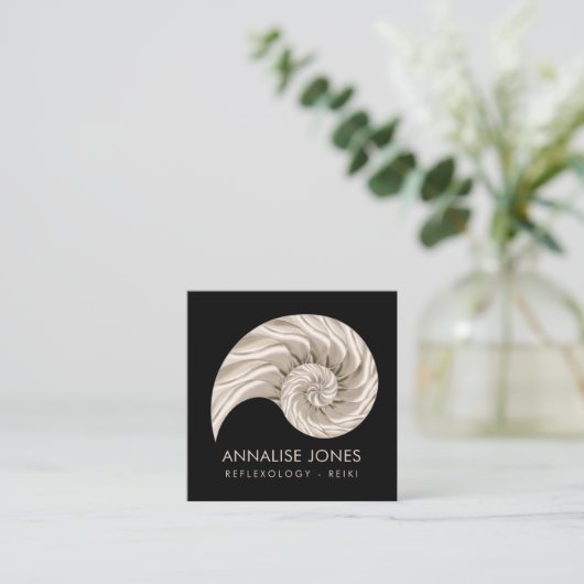 Nautilus-Muschel Zeichnend Quadratische Visitenkarte (Stehend Vorderseite)