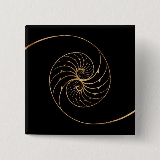 Nautilus-Muscheln - Goldenes Paar Button (Vorderseite)