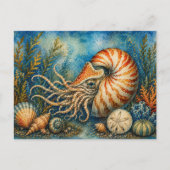 Nautilus-Ozean-Aquarell inspirierte Postkarte (Vorderseite)