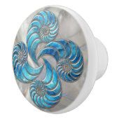 Nautilus-Schale Blaue Marmor und Perlmutt Keramikknauf (Rechts)