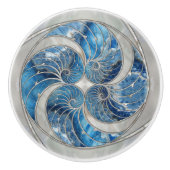 Nautilus-Schale Blaue Marmor und Perlmutt Keramikknauf (Vorderseite)