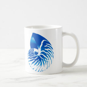 Nautilus-Schnecke - kobaltblau und weiß Kaffeetasse