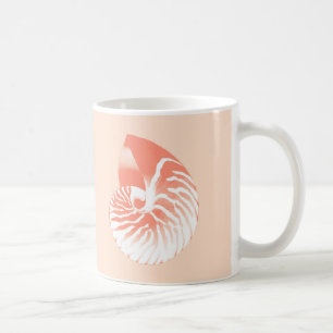 Nautilus-Schnecke - korallenorange und weiß Kaffeetasse